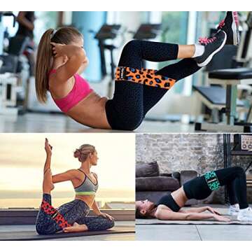 Resistance Bands for Legs and Butt Leopard Print Exercise Bands Non Slip Booty Bands for Women, 3 Levels Workout Booty Bands Sports Fitness Band for Squat Glute Hip Training