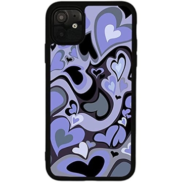 MOKENS Cute Phone Cases Aesthetic Purple Heart Phone Case Protective Compatible with iPhone 13