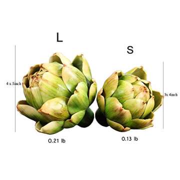 Li Hua Cat 4pcs Lifelike Artificial Artichokes for Home, Kitchen, and Party Decor