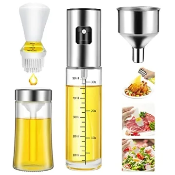 Olive Oil Sprayer and Dispenser with Silicone Brush for Cooking, Spray Bottle Set, Glass Dispenser, ...