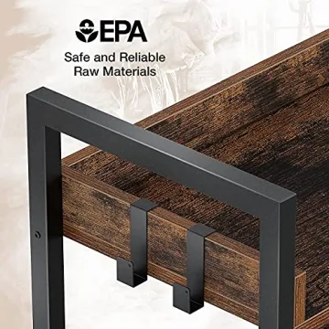 Vintage Industrial Bookshelf - 5 Tier with Hooks