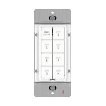 Insteon Smart Dimmer 8-Button Keypad, KeypadLinc in-Wall Controller (2334-222) - Smart Home Voice Co...