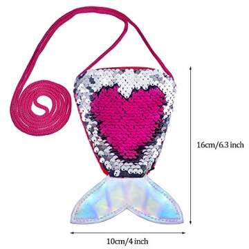 Frienda 10 Pieces Mermaid Tail Coin Purse Sequin Crossbody Coin Wallet Bags for Kids Little Girls Me...