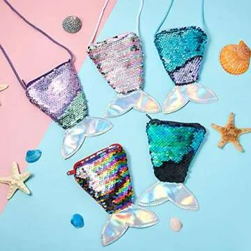 Frienda 10 Mermaid Tail Coin Purses for Kids Parties