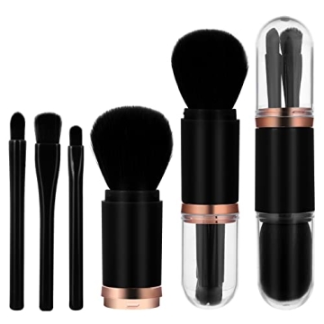 Sibba 4 in 1 Retractable Makeup Brush Set Portable Travel Mini Facial Cosmetic Brush, Highlight Brus...