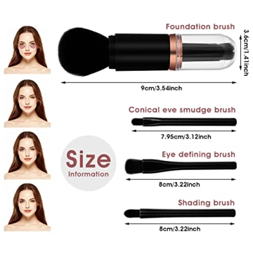 Sibba 4 in 1 Retractable Makeup Brush Set Ideal for Travel