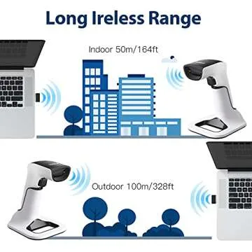 Sumicor 2D Barcode Scanner, White Black Handheld Bar Code Scanner 3 in 1 USB Wired & 2.4G Wireless & Bluetooth QR Code Micro PDF417 1D Barcode Scanner with Vibration