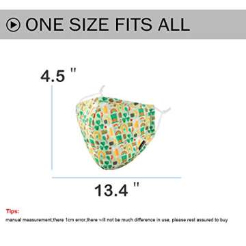 St Patricks Day Kids Face Masks, Child Green Reusable Happy Holiday Shamrocks Leprechauns Beer Coins...