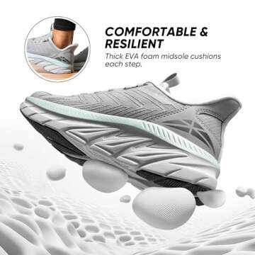 ALLSWIFIT Women's Slip On Walking Shoes Running Comfortable Tennis Breathable Non Slip Athletic Gym Workout Cross Training Fashion Sneakers,Size 7,Grey,SARR034W