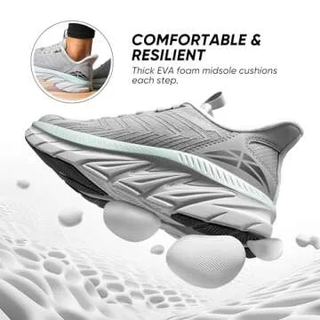 ALLSWIFIT Women's Slip On Walking Shoes Running Comfortable Tennis Breathable Non Slip Athletic Gym Workout Cross Training Fashion Sneakers,Size 7,Grey,SARR034W