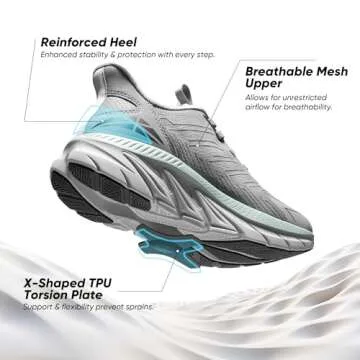 ALLSWIFIT Women's Slip On Walking Shoes Running Comfortable Tennis Breathable Non Slip Athletic Gym Workout Cross Training Fashion Sneakers,Size 7,Grey,SARR034W