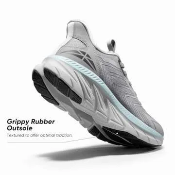 ALLSWIFIT Women's Slip On Walking Shoes Running Comfortable Tennis Breathable Non Slip Athletic Gym Workout Cross Training Fashion Sneakers,Size 7,Grey,SARR034W