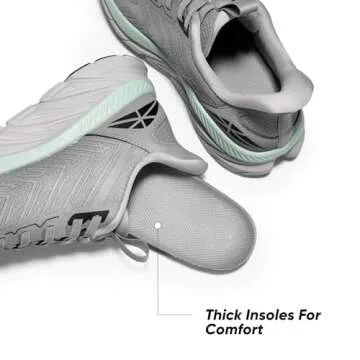 ALLSWIFIT Women's Slip On Walking Shoes Running Comfortable Tennis Breathable Non Slip Athletic Gym Workout Cross Training Fashion Sneakers,Size 7,Grey,SARR034W