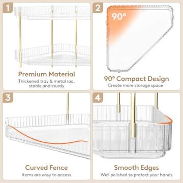 Lifewit 3-Tier Corner Bathroom Organizer for Skincare & Makeup