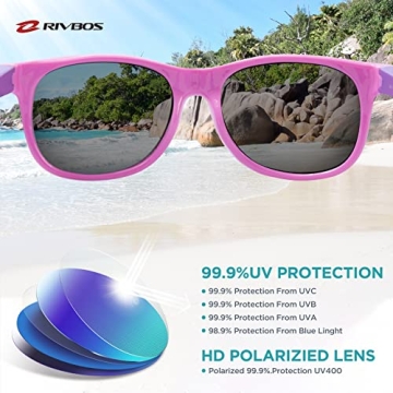 RIVBOS Kids Sunglasses with Strap and UV Protection