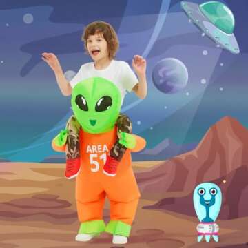 GOOSH Inflatable Costume for Kids Alien Costume Boys Girls Funny Blow up Halloween Costume for Hallo...