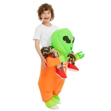 GOOSH Inflatable Costume for Kids Alien Costume Boys Girls Funny Blow up Halloween Costume for Halloween Fancy Party Cosplay