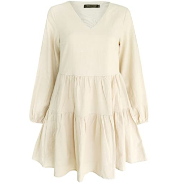 Stylish FANCYINN Long Sleeve Shift Dress with Pockets