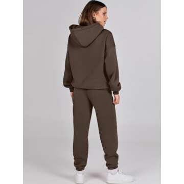 ANRABESS Womens 2 Piece Outfits Lounge Hoodie Oversized Sweatshirt Jogger Sweatpants Y2K Tracksuit Sweatsuit Set Fall Clothes Brown Large