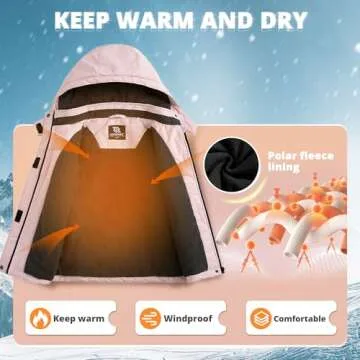 Simplee kids Girls Waterproof Ski Snow Jacket Fleece Raincoat Colorful Winter Coat Warm Hooded