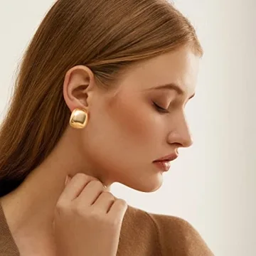 MUYAN Gold Curved Square Chunky Earrings for Women