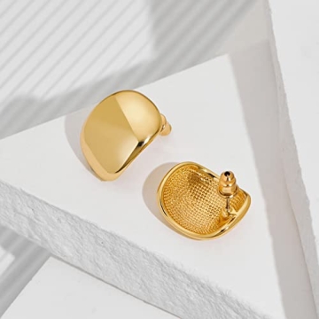 MUYAN Gold Curved Square Chunky Earrings for Women