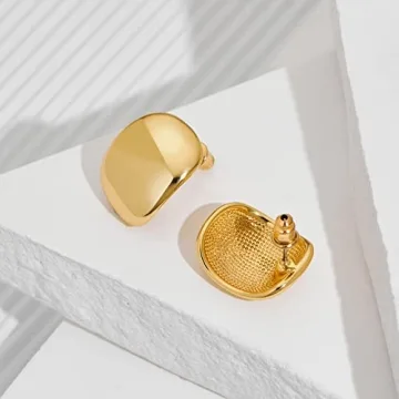 MUYAN Gold Curved Square Chunky Earrings for Women