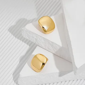 MUYAN Gold Curved Square Chunky Earrings for Women