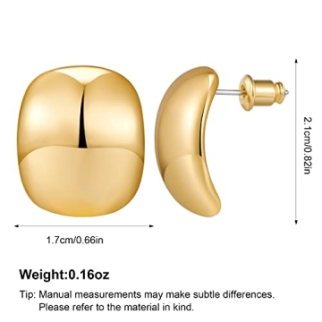 MUYAN Gold Curved Square Chunky Earrings for Women