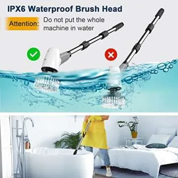 Bomves Electric Spin Scrubber, Cordless Cleaning Brush Tub Tile Scrubber for Home, 8 Replaceable Brush Heads, 90Mins Work Time 3 Adjustable Handle 2 Speeds for Bathroom Shower Bathtub Glass Car