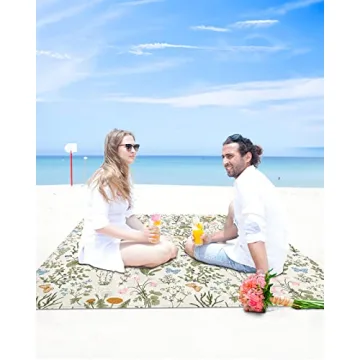 Oversized Sandproof Beach Blanket Waterproof Floral Herb 95x80