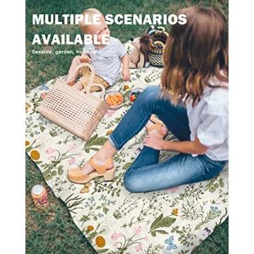 Oversized Sandproof Beach Blanket Waterproof Floral Herb 95x80