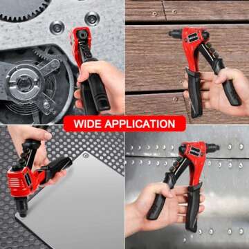 WETOLS Pop Rivet Gun Kit with 200 Blind Rivets, Upgraded Manual Single Hand Riveter with 4 Tool-Free Interchangeable Rivet Heads and 4 Drill Bits, Pop Rivet Tool Kit with Sturdy BMC Carrying Case