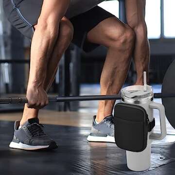 Mvidsy Stanley Water Bottle Pouch, 30oz, Black, Soft, Unisex, Adjustable Strap, 1 Compartment, Pouch Style, Bottle Case