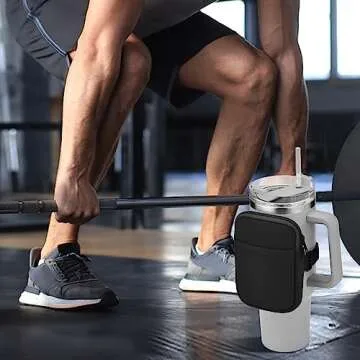 Mvidsy Stanley Water Bottle Pouch, 30oz, Black, Soft, Unisex, Adjustable Strap, 1 Compartment, Pouch Style, Bottle Case