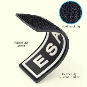 Dogline Emotional Support Animal Patch for Dog Harness and Vest ESA Removable 3D Rubber Patches Hook Backing for Small or Large Service Dogs