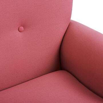 Merax Modern Upholstered Accent Chair Armchair for Bedroom, Living Room or Office, Linen, Including Thick Cushion and Wooden Legs, Brick