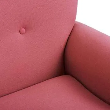 Merax Modern Upholstered Accent Chair Armchair for Bedroom, Living Room or Office, Linen, Including Thick Cushion and Wooden Legs, Brick