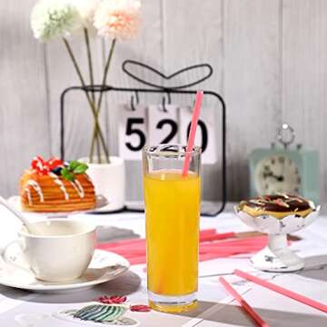 100 Pieces Valentine Straws Heart Shaped Pink Straws Plastic Disposable Cute Drinking Coffee Milk Straw Party Favors for Bridal Shower Wedding Supplies (100 Pieces)