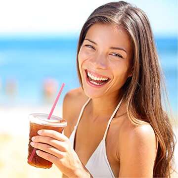 100 Pieces Valentine Straws Heart Shaped Pink Straws Plastic Disposable Cute Drinking Coffee Milk Straw Party Favors for Bridal Shower Wedding Supplies (100 Pieces)