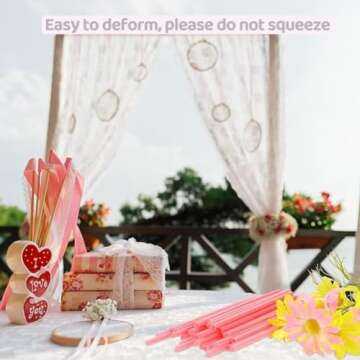 100 Pieces Valentine Straws Heart Shaped Pink Straws Plastic Disposable Cute Drinking Coffee Milk Straw Party Favors for Bridal Shower Wedding Supplies (100 Pieces)