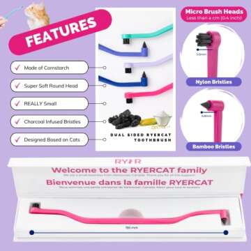 RYERCAT Cat Toothbrush - Gentle Dental Care for Kittens