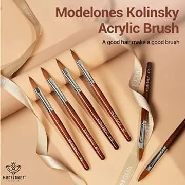 Modelones Kolinsky Acrylic Nail Brush Pure Kolinsky Hair Acrylic Red Wood Handle with Sturdy Alloy Tube Round Shaped Nail Brush for Nail Art Manicure Tool (Size 12#)