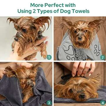 HOMEIDEAS Absorbent Dog Towels Set with Hand Pockets