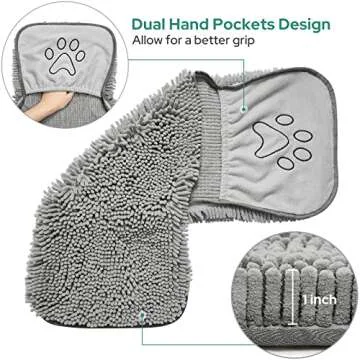 HOMEIDEAS Absorbent Dog Towels Set with Hand Pockets