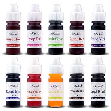 Soap Dye Soap Making Set - 10 Liquid Colors for Soap Coloring,Coal Black, Royal Blue,Chocolate Brown,Lemon Yellow,Fruit Green,Sunset Red,Sunset Yellow,Deep Pink,Super Red and Grape Violet