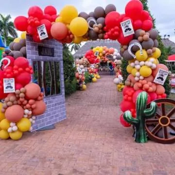 Enanal Derby Balloon Garland Arch Kt, 144pcs Red Black Gold Balloons with Rose Horse Horseshoe Foil Balloons for Run for the Rose Kentucky Party Birthday Horse Racing Decorations