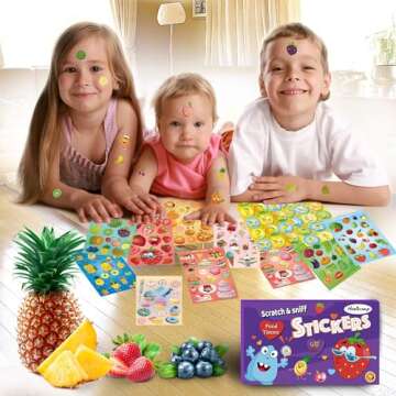 HORIECHALY Scratch & Sniff Stickers - 48 Sheets, 12 Scents, Cute Fruit Stickers for Kids, Teachers &...