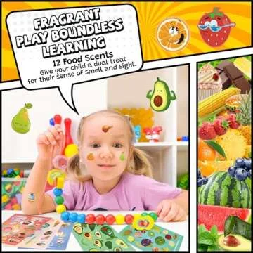 HORIECHALY Scratch & Sniff Stickers - 48 Sheets, 12 Scents, Cute Fruit Stickers for Kids, Teachers & Classroom Rewards