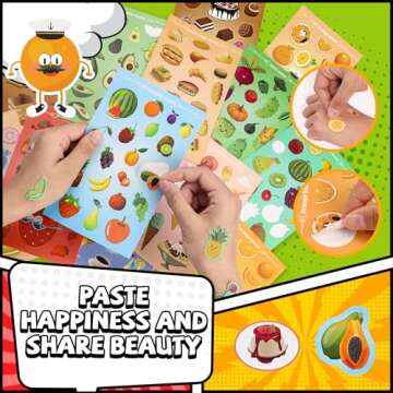 HORIECHALY Scratch & Sniff Stickers - 48 Sheets, 12 Scents, Cute Fruit Stickers for Kids, Teachers & Classroom Rewards